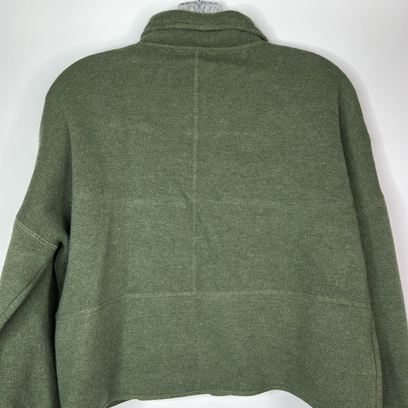 J.Crew Green Lambswool Blend Cropped Button Collared Sweater Medium - Picture 5 of 8